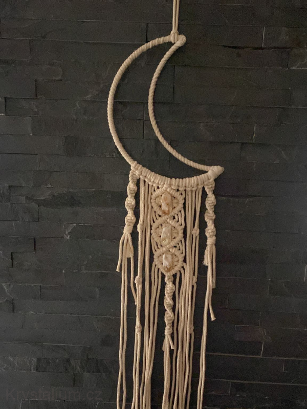 Macrame měsíc s citríny